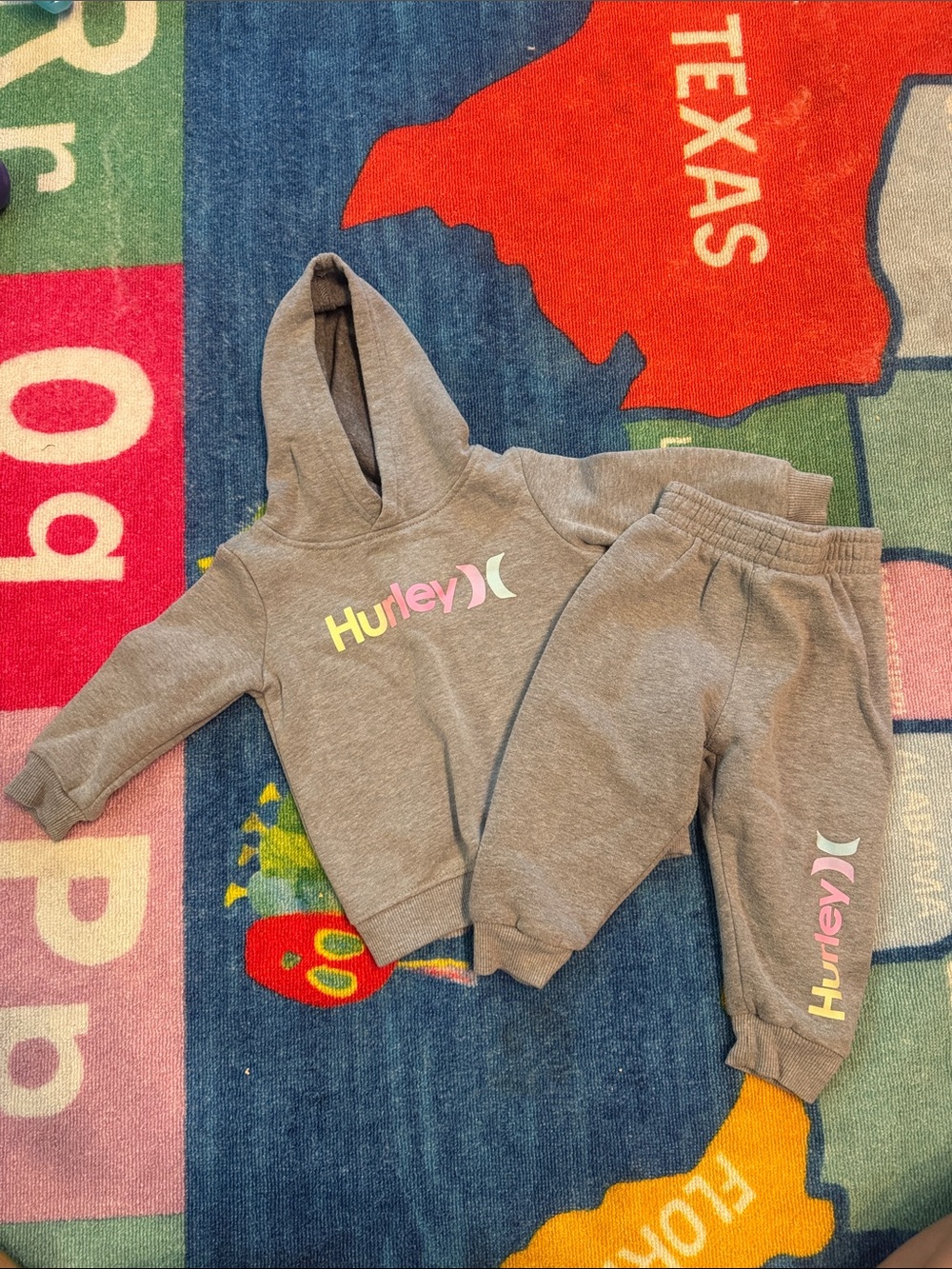 Hurley Kids Gray Hoodie Set with Colorful Logo